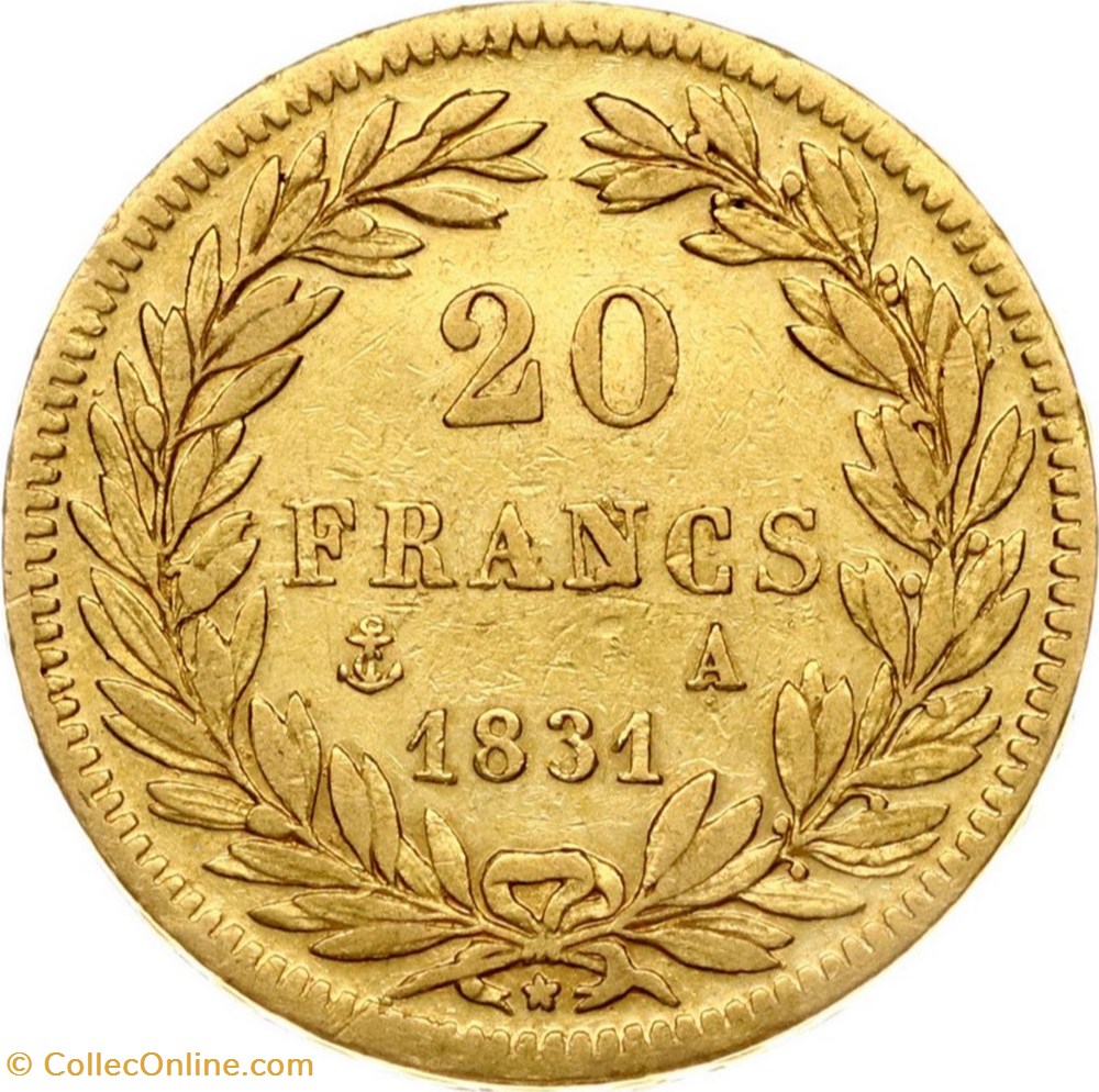 Louis-Philippe - 20 Francs - Tiolier, tranche en relief monnaies monde france louis philippe 20 francs tiolier tranche en relief