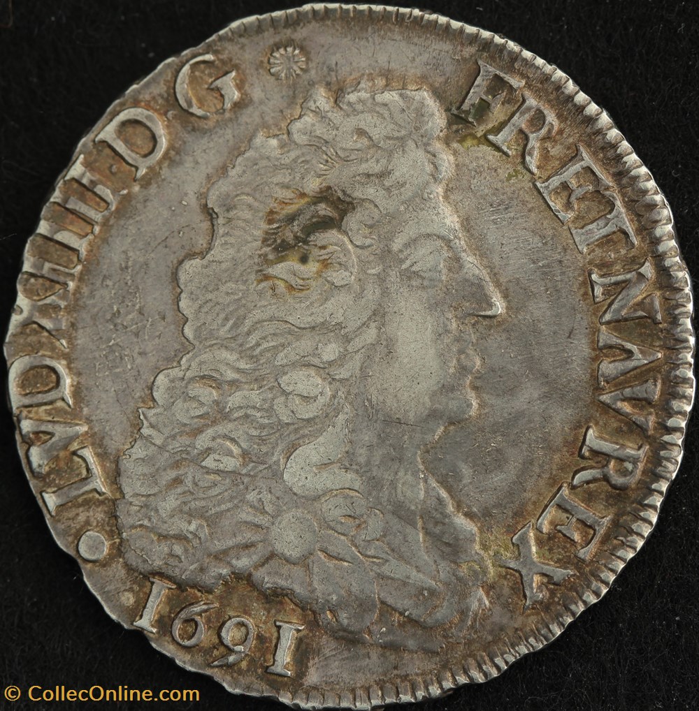 monnaies europe medievale france royales demi ecu aux 8l 1691 g