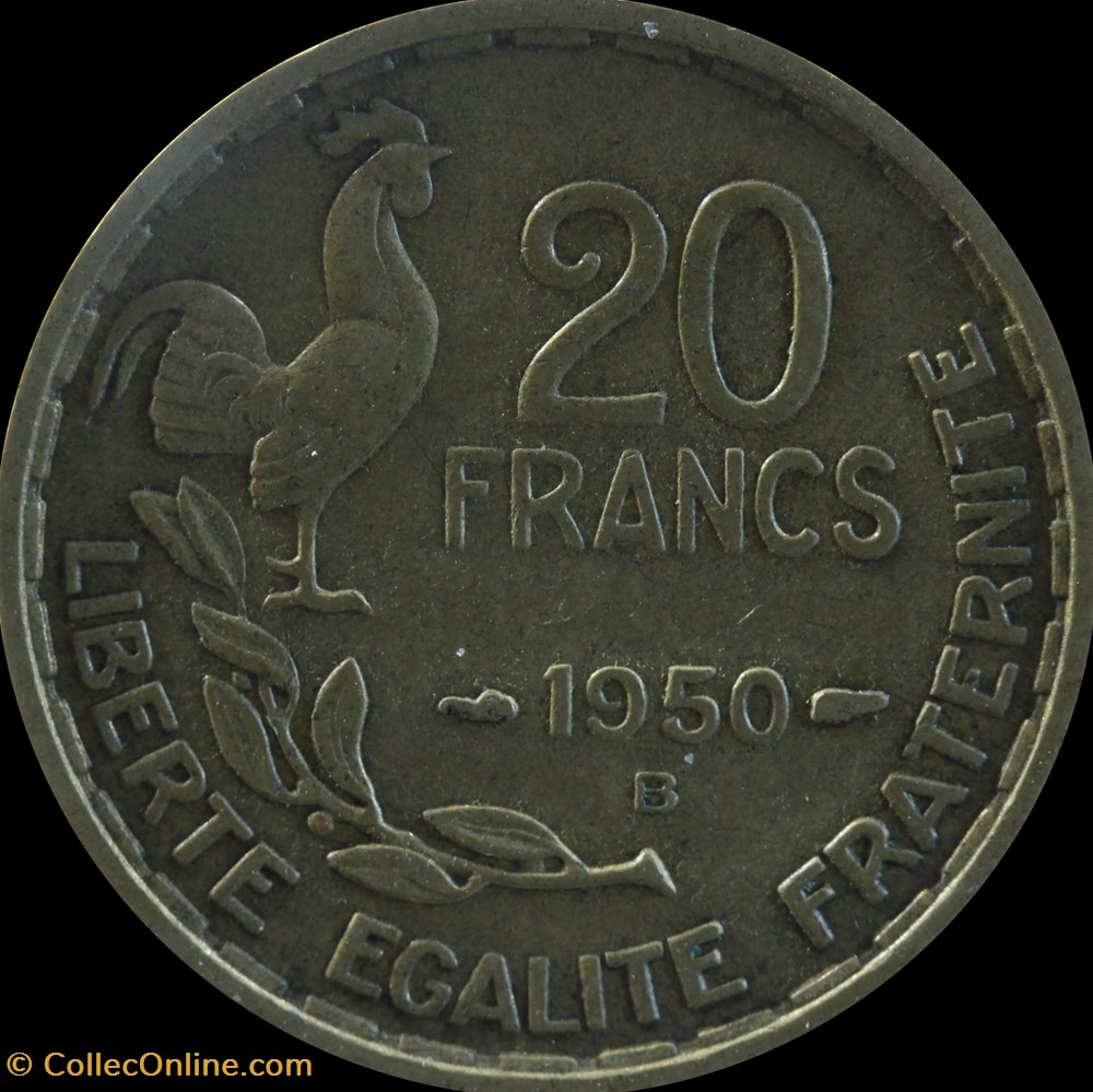 Vingt Francs Guiraud - 3 faucilles monnaies monde france vingt francs guiraud 3 faucilles