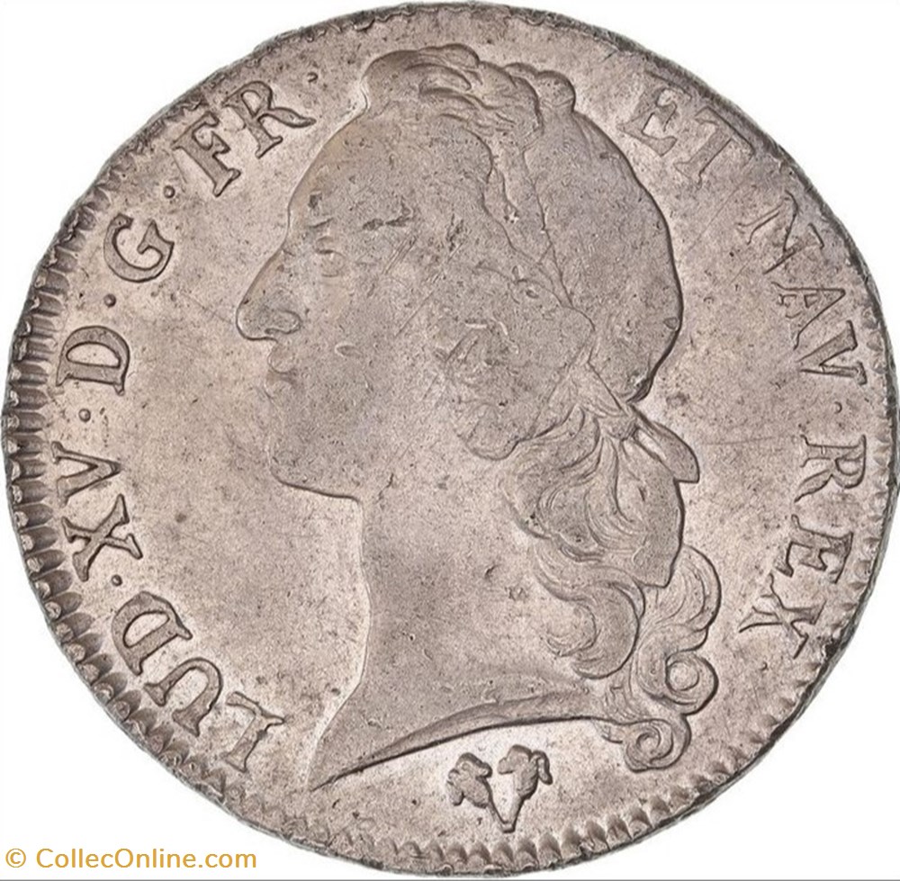monnaies europe medievale france royales ecu au bandeau 1755 g