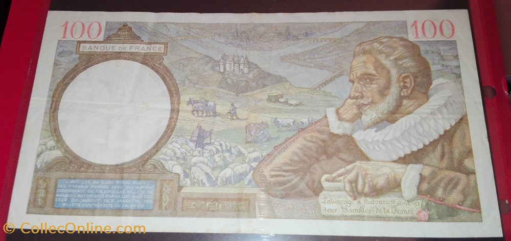 100 Francs Sully billets 100 francs sully