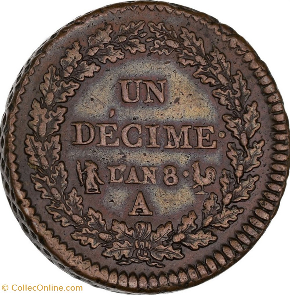 Un Décime - An 8 A monnaies monde france un decime an 8 a