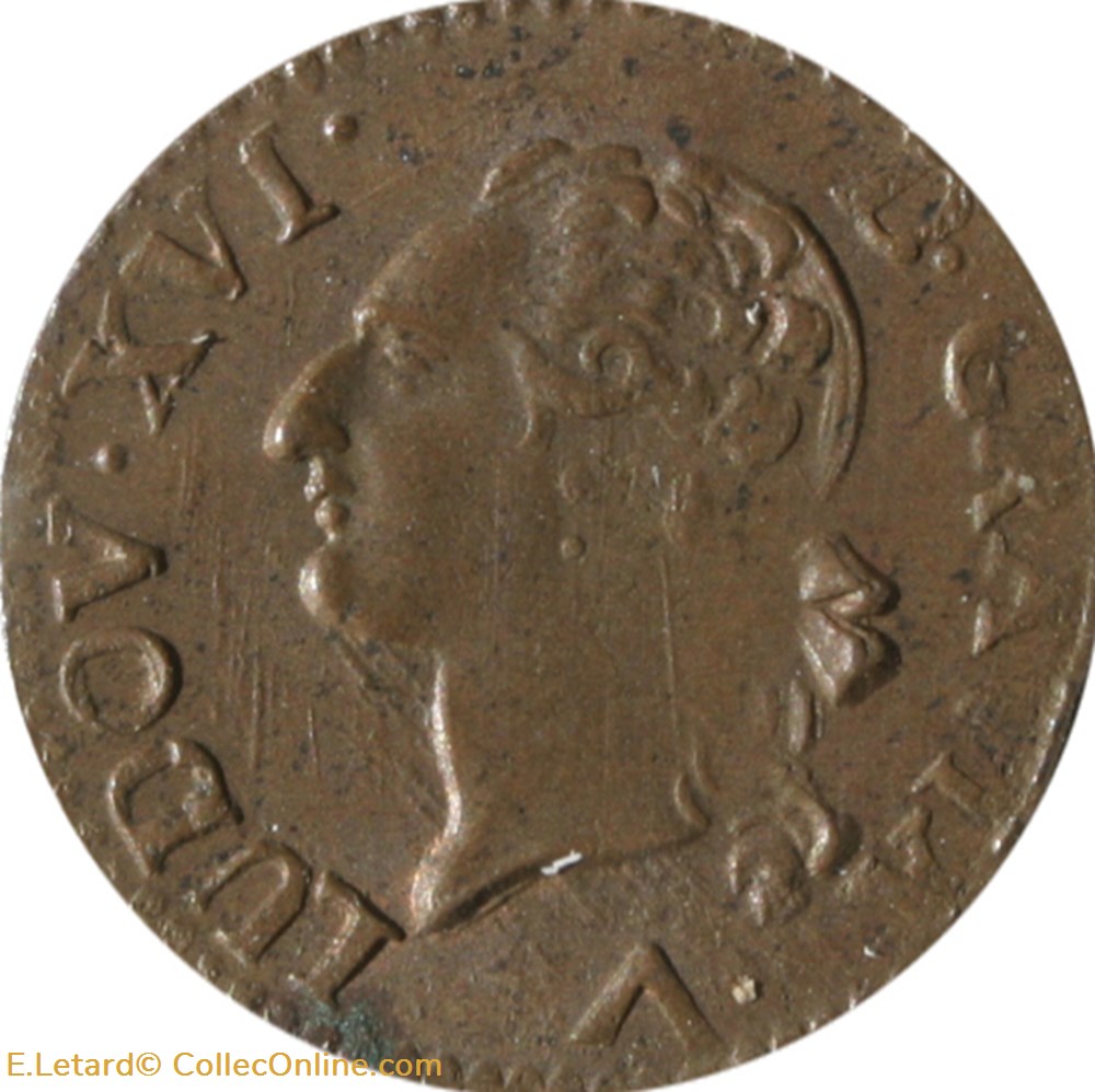 Liard à l'Ecu 1782 W monnaies europe medievale france royales liard a ecu 1782 w