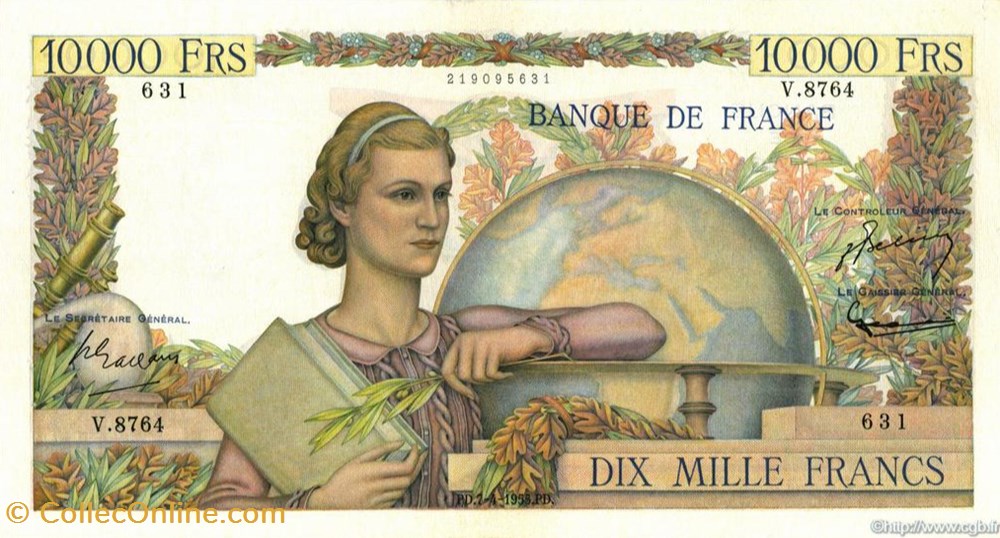 10000 Francs Génie billets 10000 francs genie