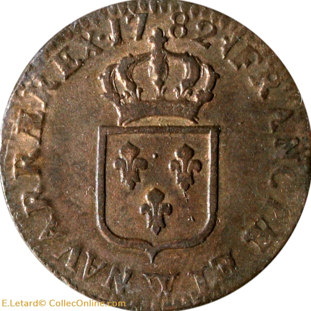 Sol à l'Ecu 1782 W monnaies europe medievale france royales sol a ecu 1782 w