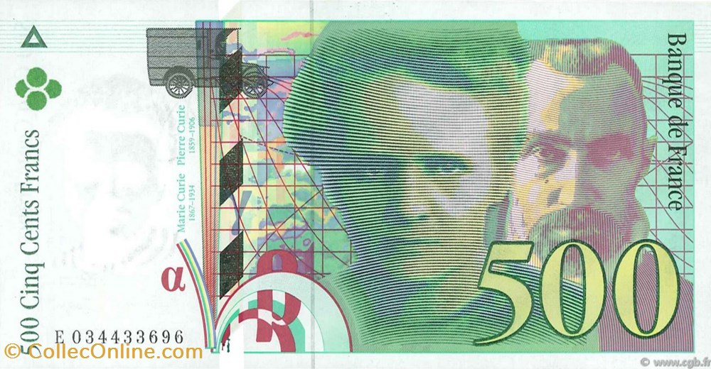 billets 500 francs curie