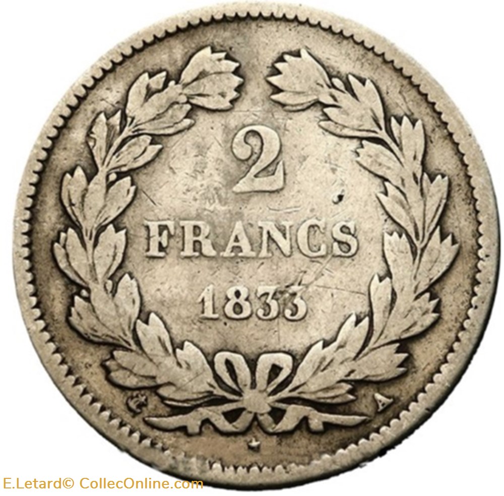 Louis-Philippe 1er - 2 Francs - 1833 A monnaies monde france louis philippe 1er 2 francs 1833 a