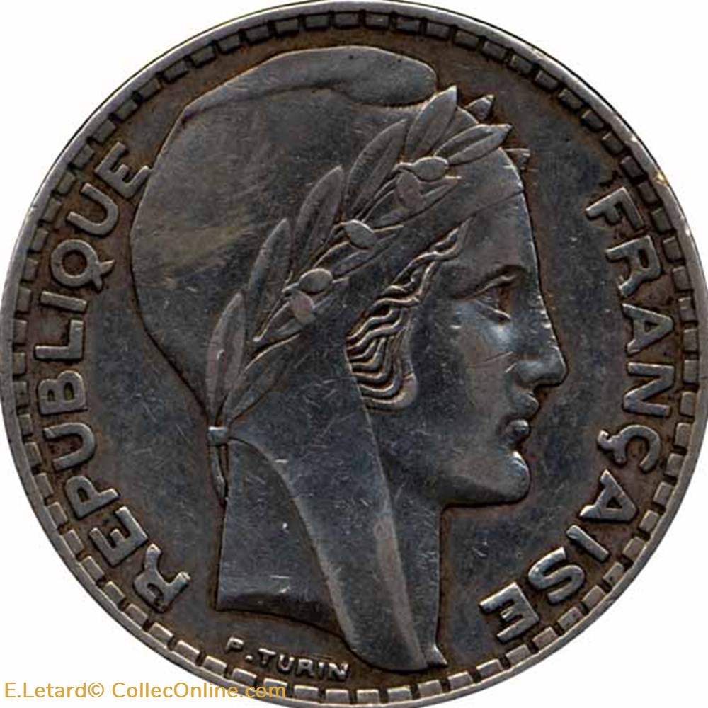 20 Francs Turin Argent - 1933 monnaie france moderne 20 francs turin argent 1933