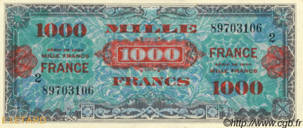1000 Francs FRANCE billets 1000 francs france