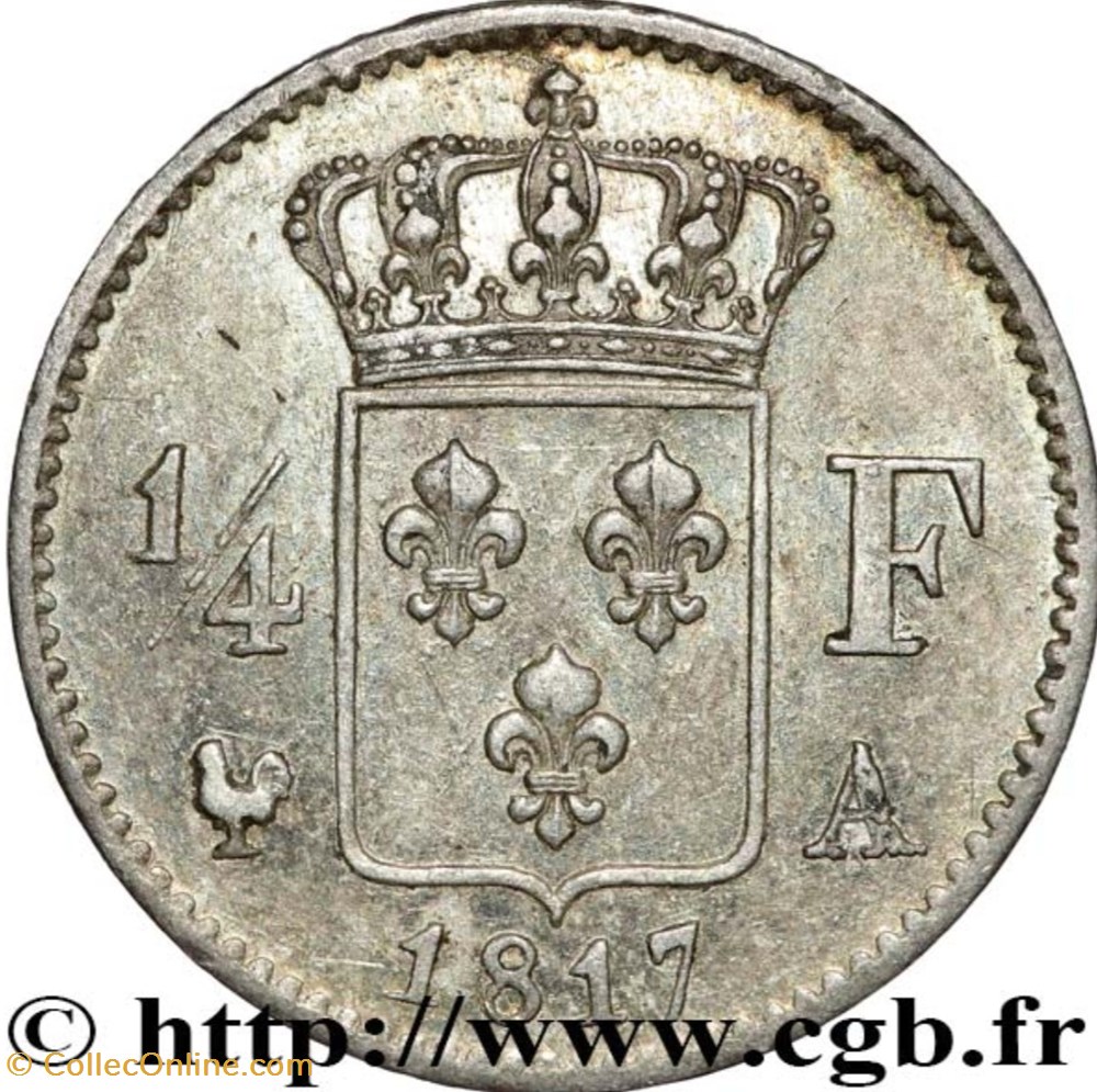 monnaies monde france 1 4 de francs 1817 a