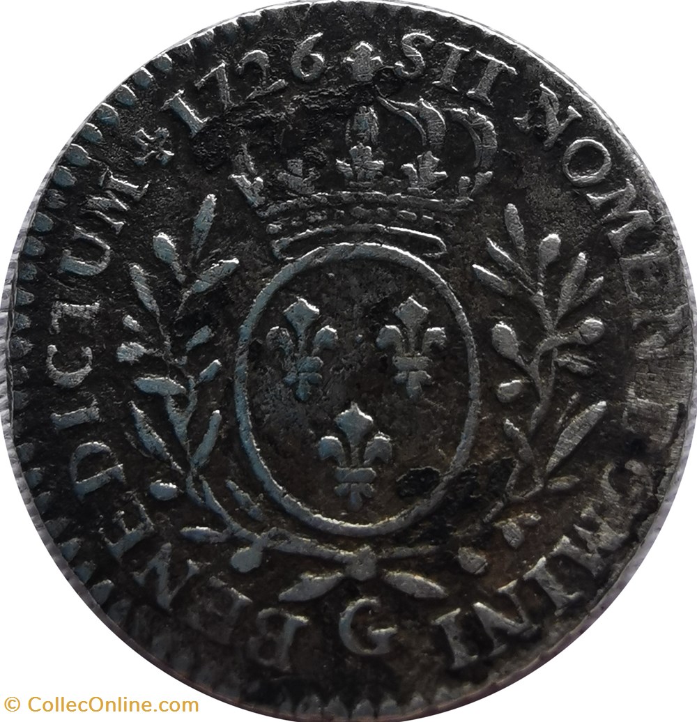 monnaies europe medievale france royales dixieme ecu aux branches olivier 1726 g