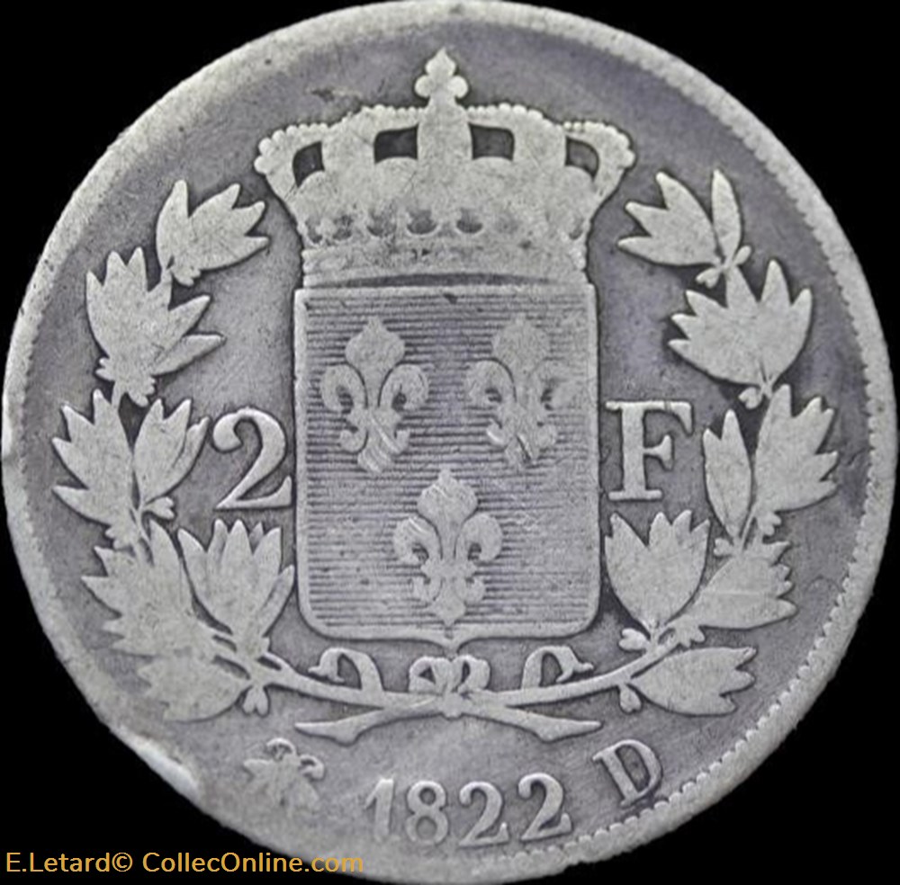 2 Francs - 1822 D monnaies monde france 2 francs 1822 d