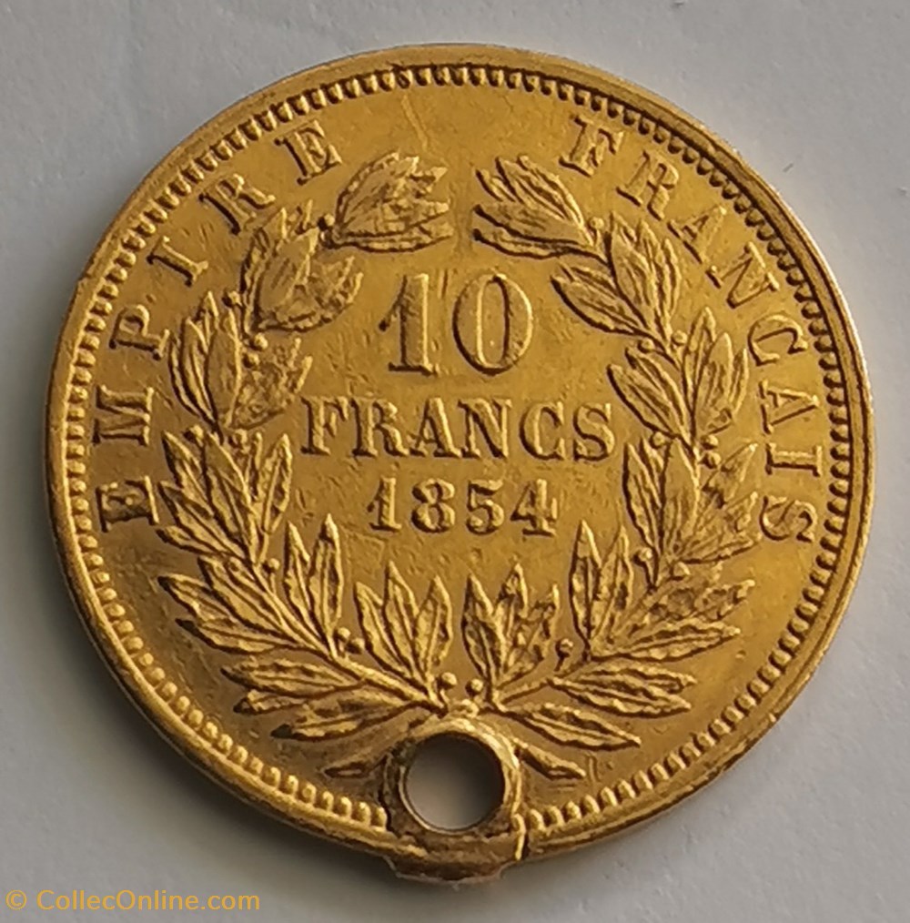 Napoléon III - 10 Francs Tête nue - Tranche lisse monnaies monde france napoleon iii 10 francs tete nue tranche lisse