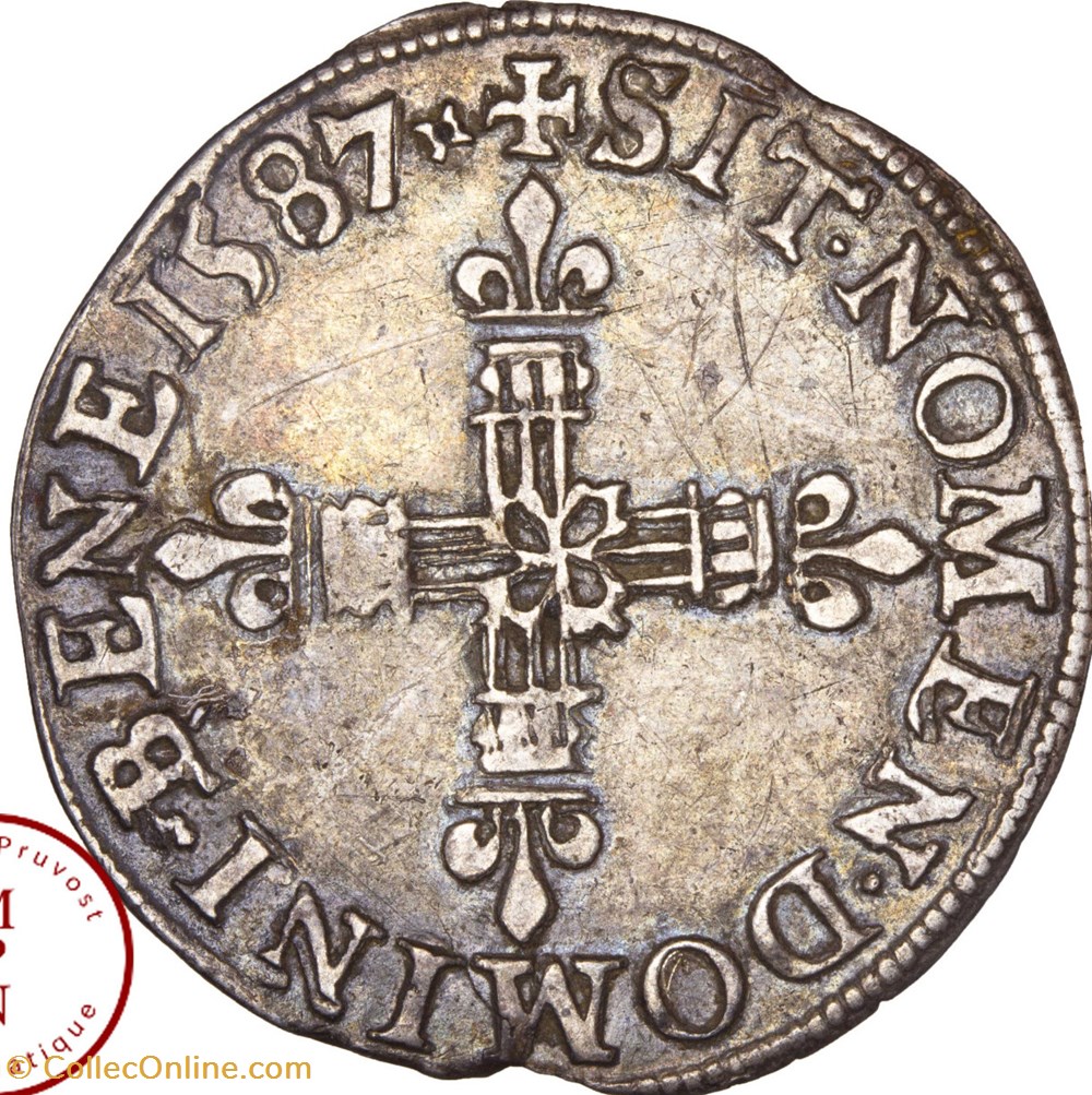 monnaies europe medievale france royales huitieme ecu ecu de face 1587
