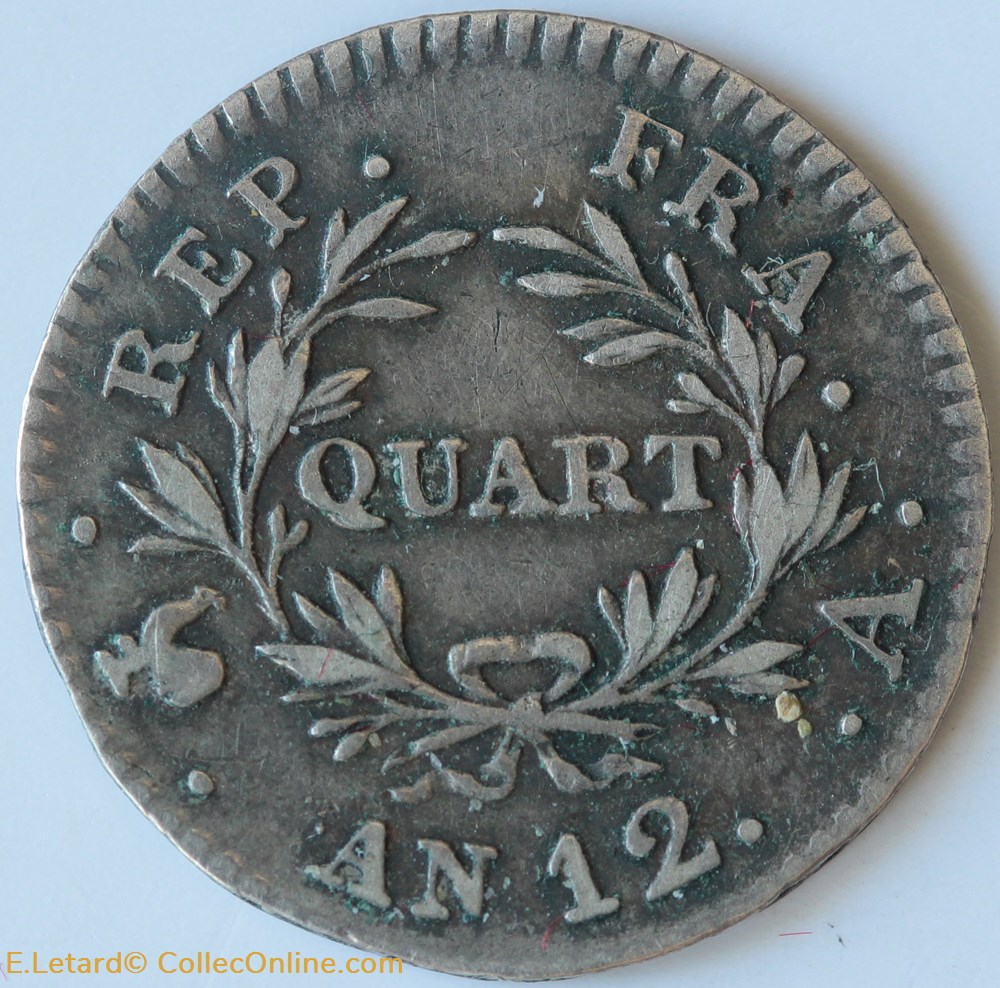 Quart de Franc - An 12 A monnaies monde france quart de franc an 12 a