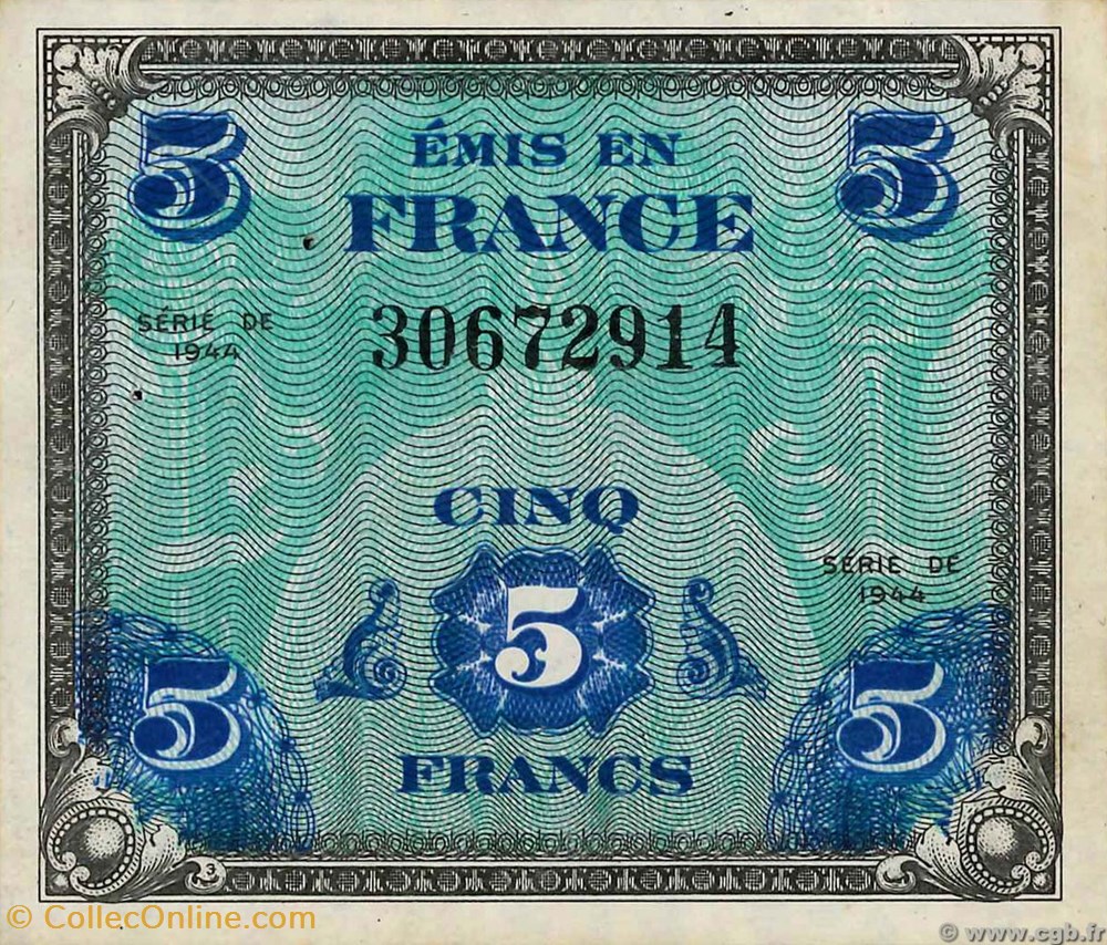 billets 5 francs drapeau