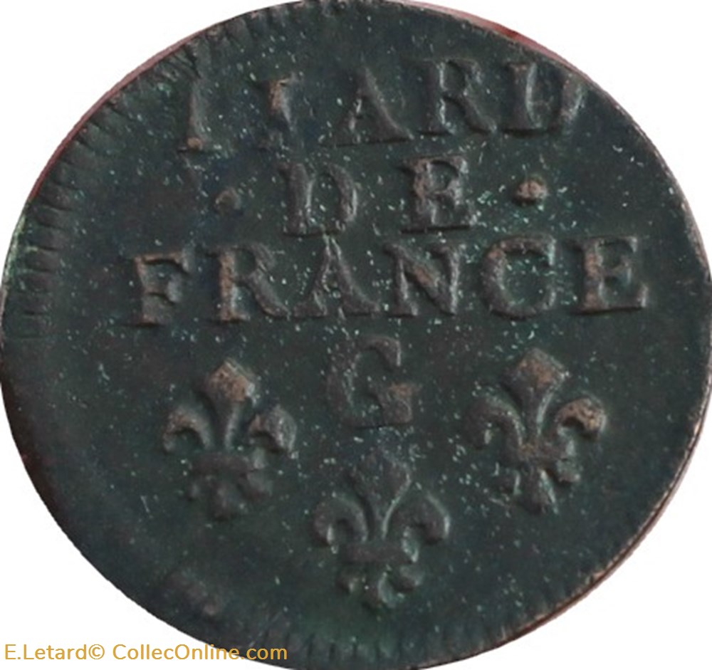 Liard Type 3 au buste agé 1696 G monnaies europe medievale france royales liard type 3 au buste age 1696 g