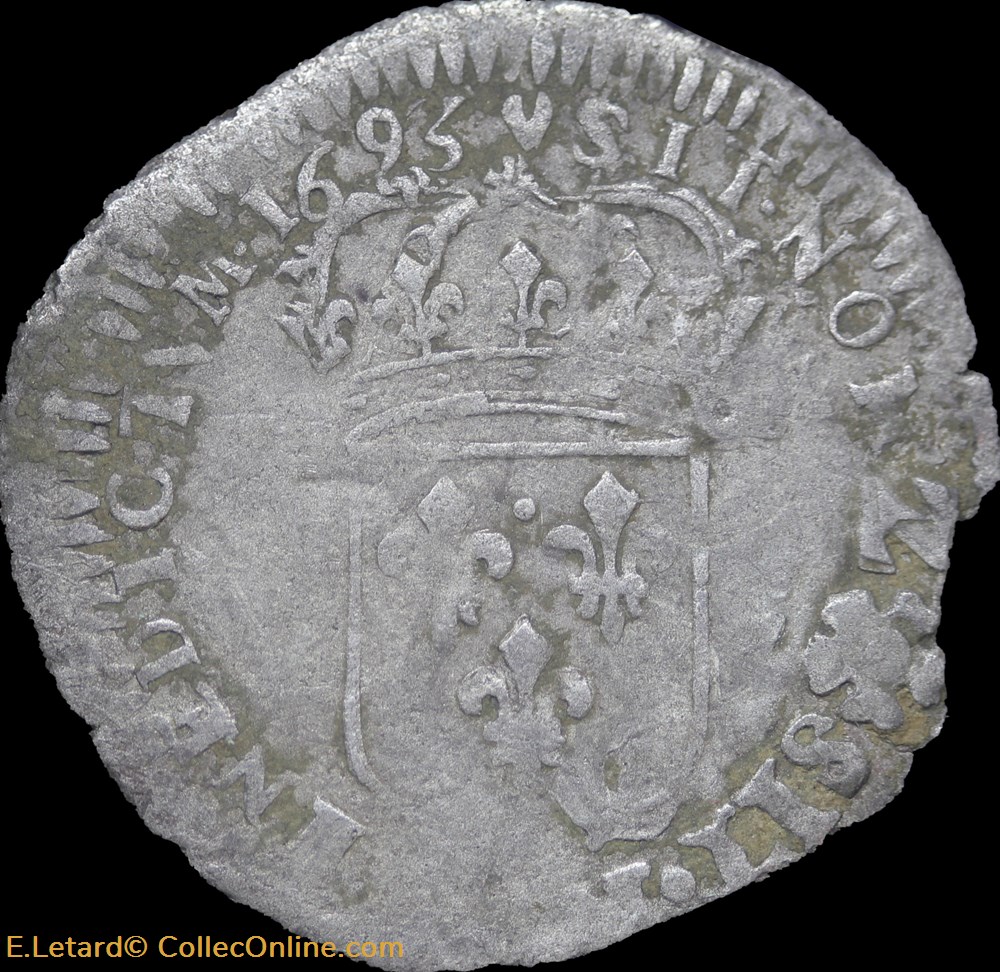 Quinzain aux 8L réformé et contramarqué 1693 G monnaies europe medievale france royales quinzain aux 8l reforme et contramarque 1693 g
