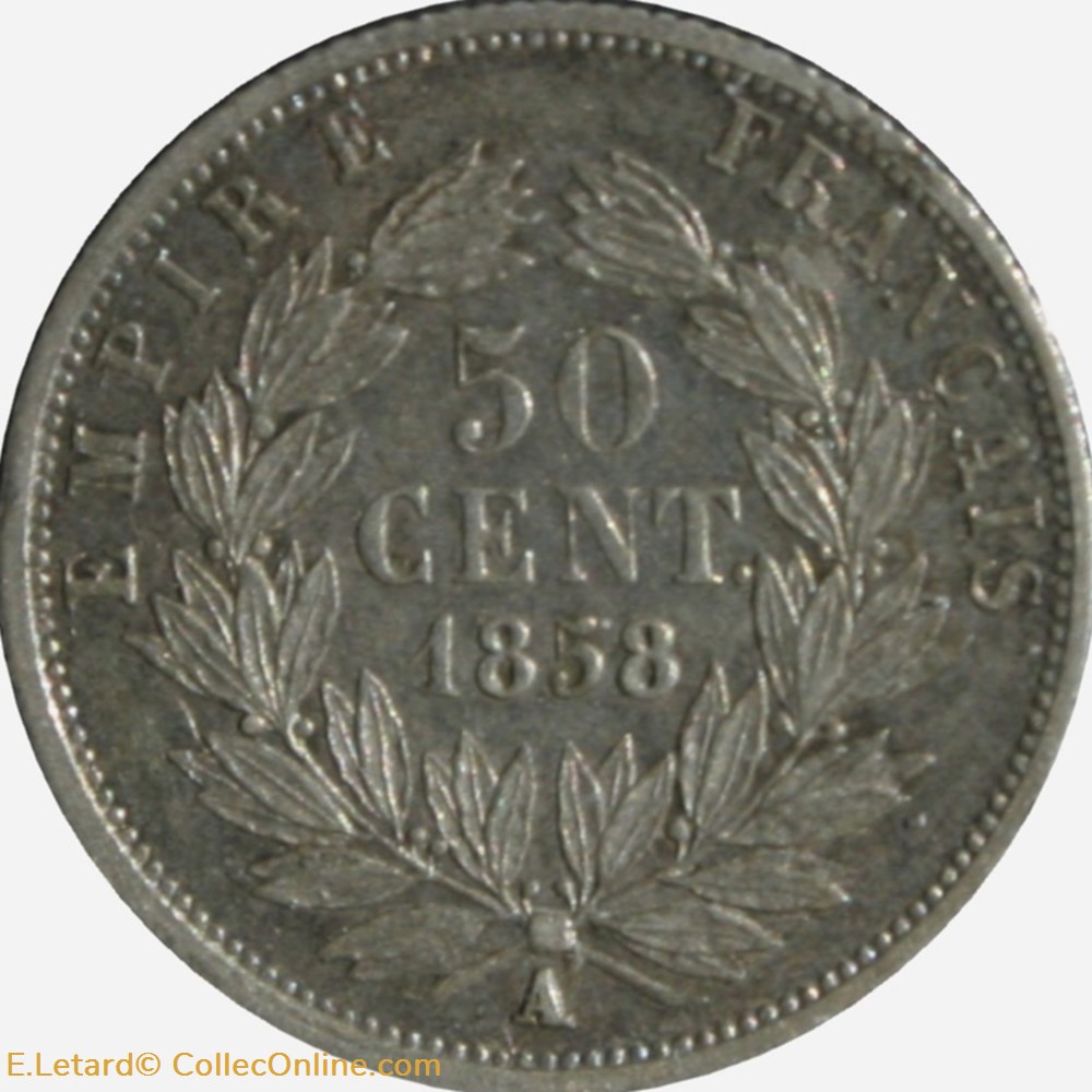 Napoléon III - 50 Centimes Tête nue - 1858 A monnaies monde france napoleon iii 50 centimes tete nue 1858 a
