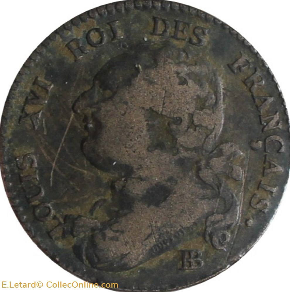 Constitution - 12 Deniers Français 1792 Strasbourg monnaies monde france constitution 12 deniers francais 1792 strasbourg