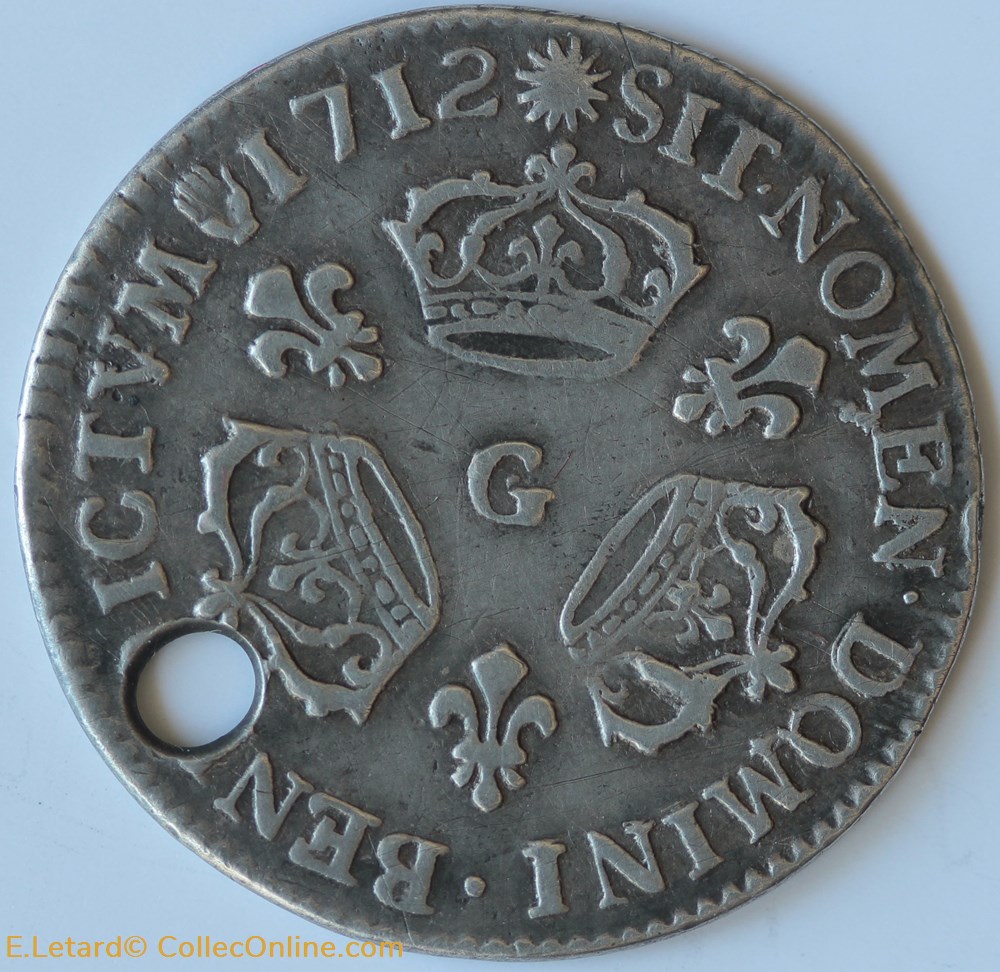 Dixième d'écu aux 3 couronnes 1712 Poitiers monnaies europe medievale france royales dixieme ecu aux 3 couronnes 1712 poitiers