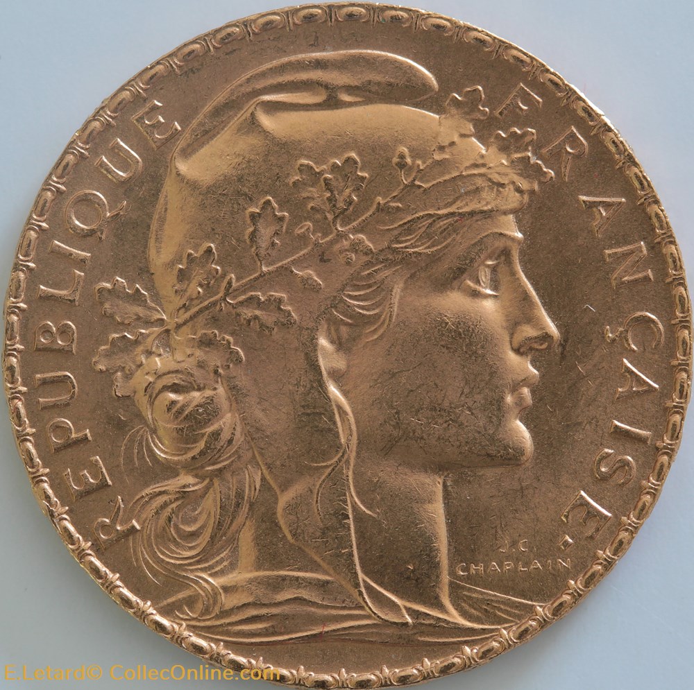 IIIème République - 20 Francs Coq Tranche Liberté monnaies monde france iiieme republique 20 francs coq tranche liberte