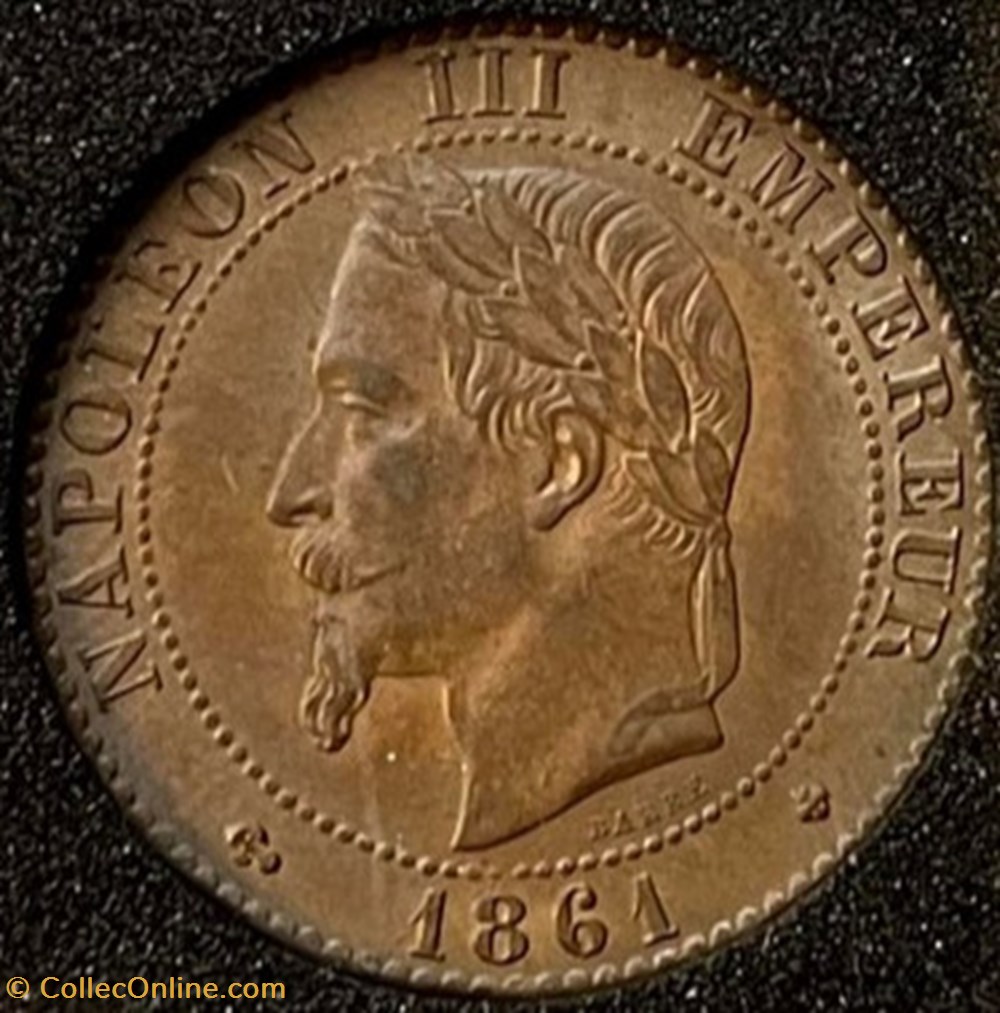 Deux Centimes Tête laurée - Buste provisoire 1861 BB monnaies monde france deux centimes tete lauree buste provisoire 1861 bb