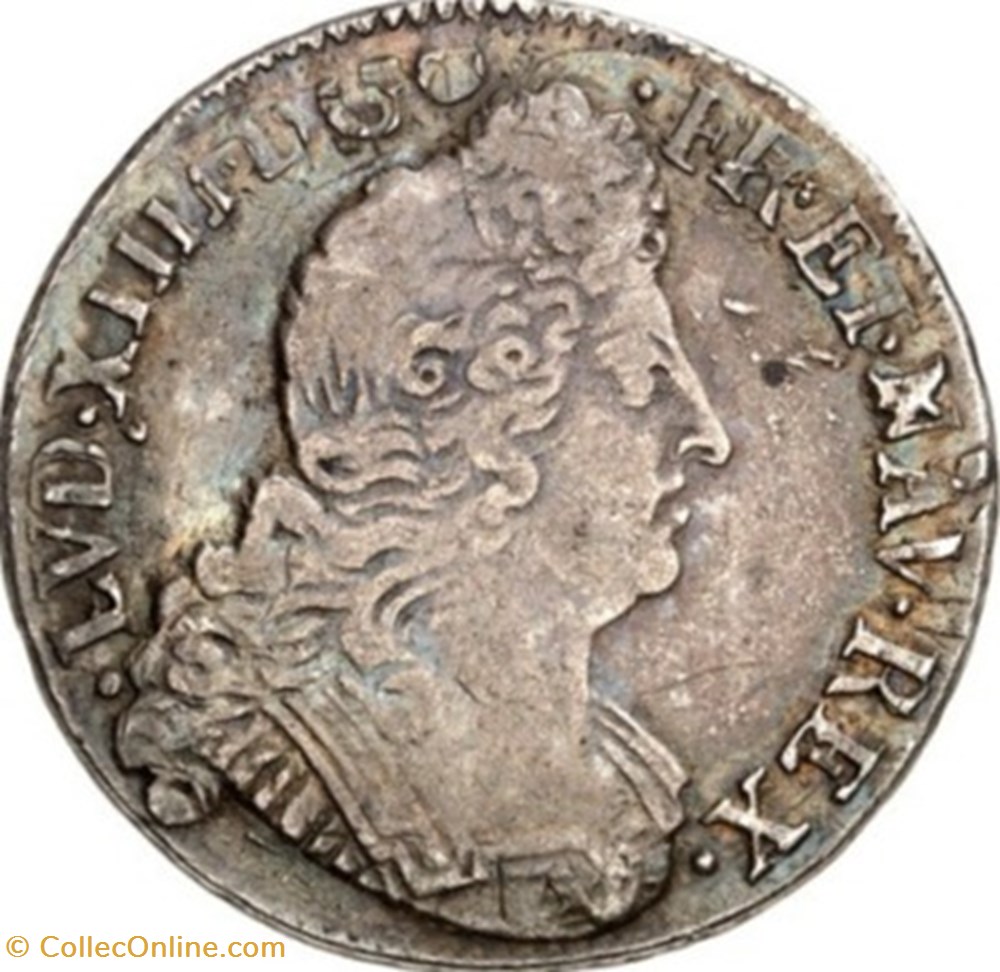 monnaies europe medievale france royales quart ecu aux insignes 1702 g
