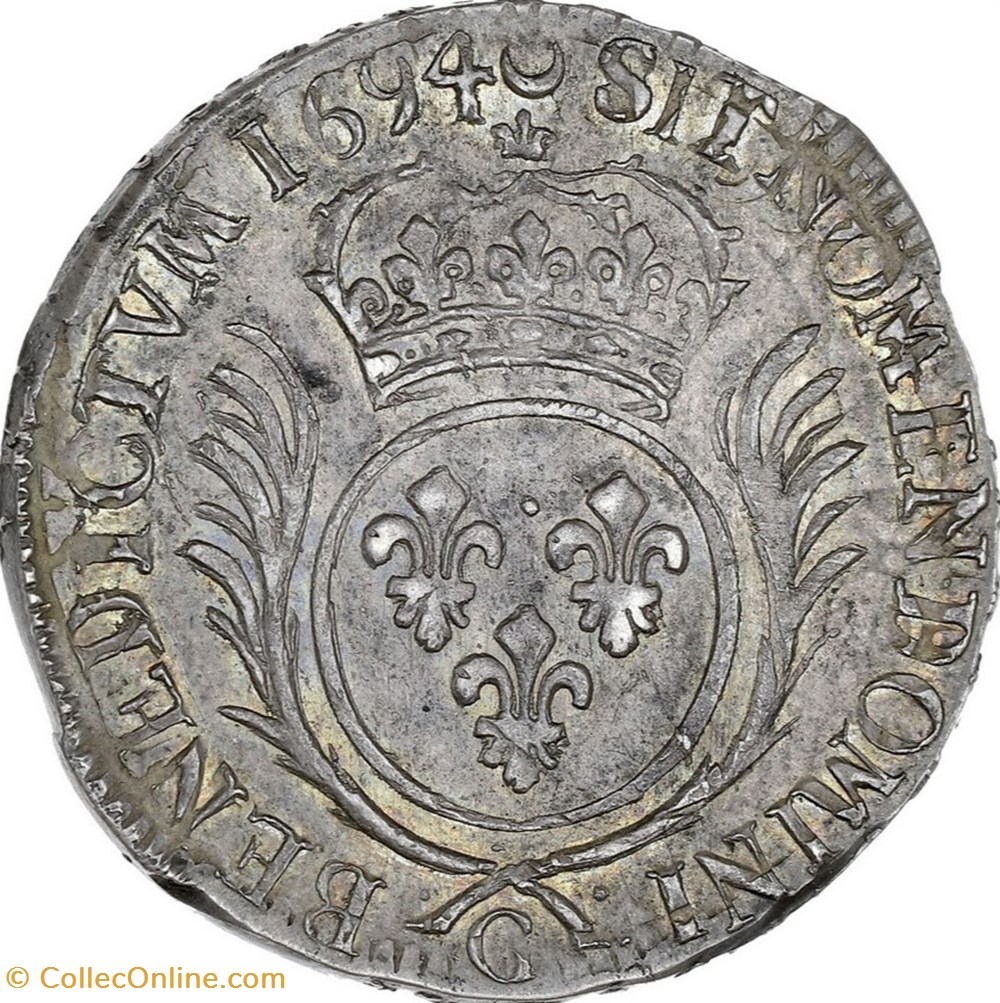 Demi-Ecu aux palmes - 1694 G monnaies europe medievale france royales demi ecu aux palmes 1694 g