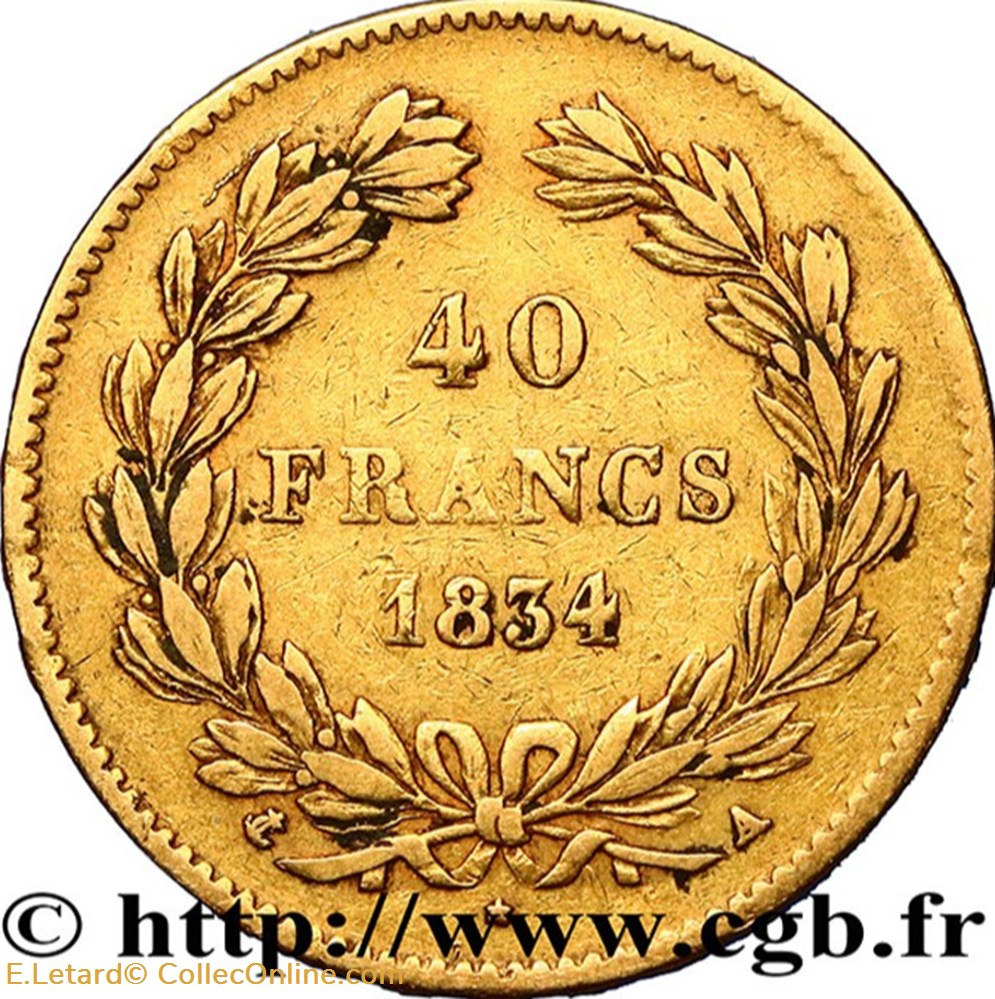Louis-Philippe 1er - 40 Francs - 1834 A monnaies monde france louis philippe 1er 40 francs 1834 a