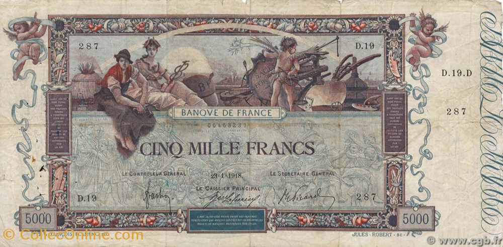 5000 Francs Flameng billets 5000 francs flameng