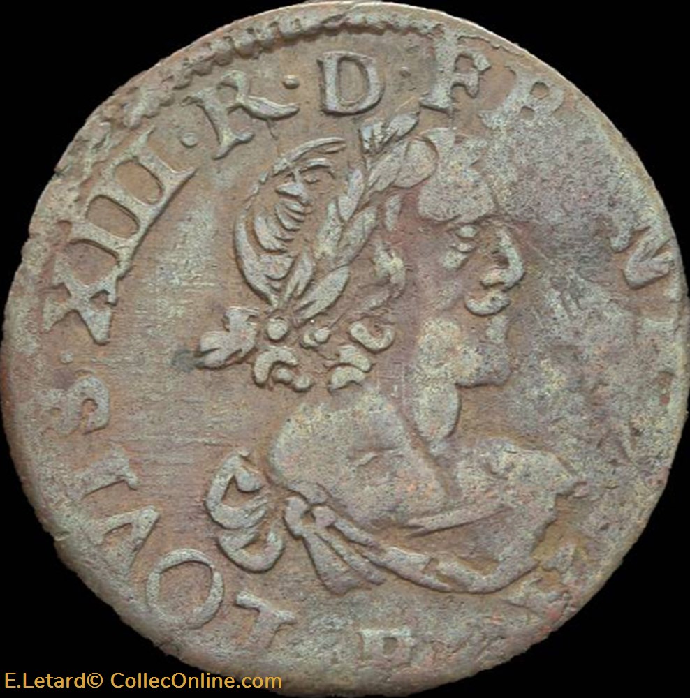monnaies europe medievale a france royales louis xiii double tournois de tours type 19 1639 cgkl 476