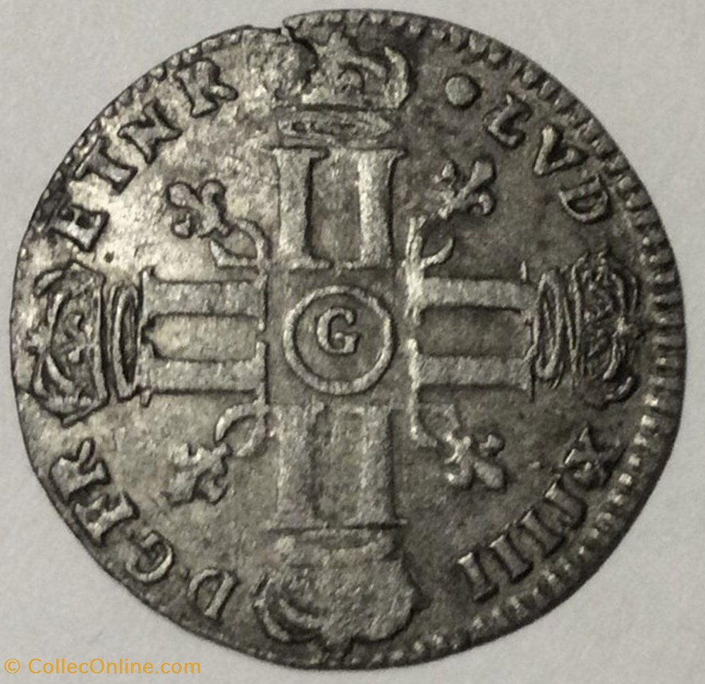 Quinzain aux 8L réformé 1693 G monnaies europe medievale france royales quinzain aux 8l reforme 1693 g