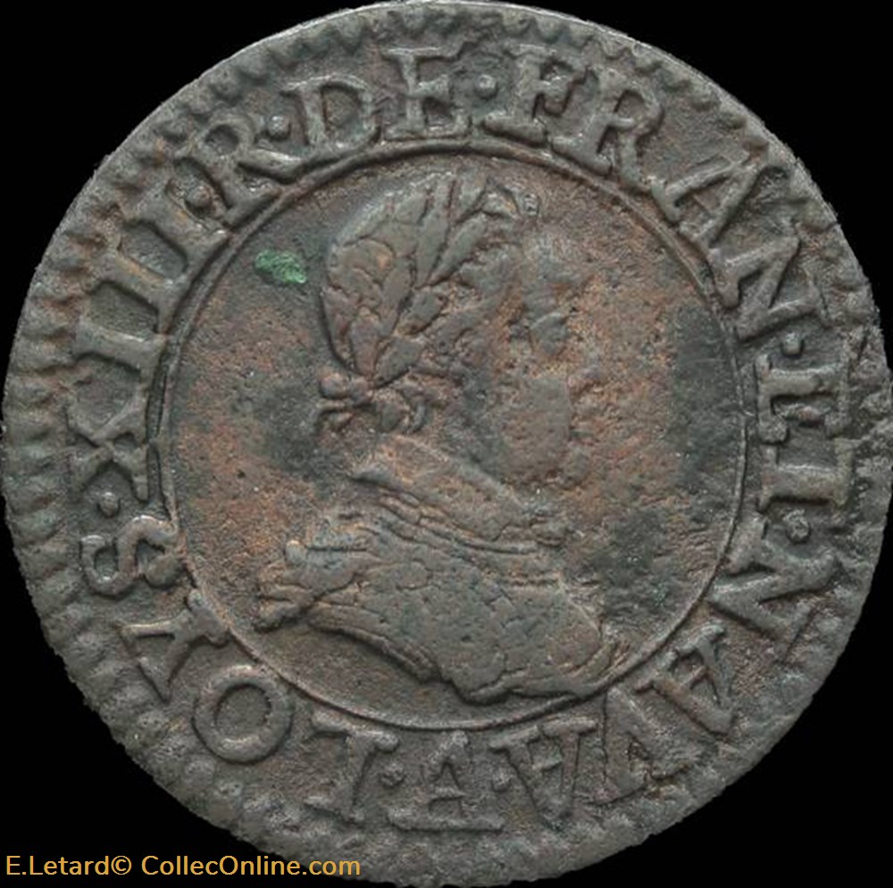 monnaies europe medievale france royales louis xiii double tournois de paris type 1 1613 cgkl 386