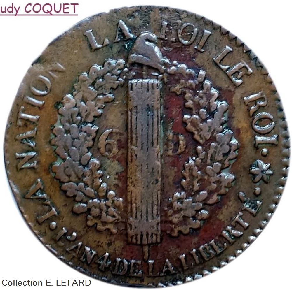 monnaies monde france constitution 6 deniers francais 1792 strasbourg