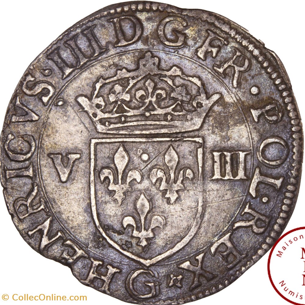 monnaies europe medievale france royales huitieme ecu ecu de face 1587