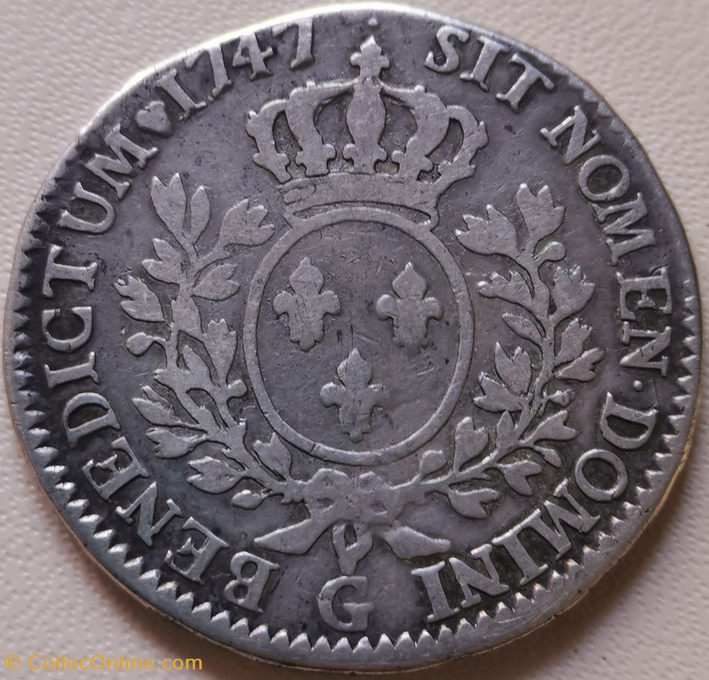 Demi écu au bandeau 1747 G monnaies europe medievale france royales demi ecu au bandeau 1747 g