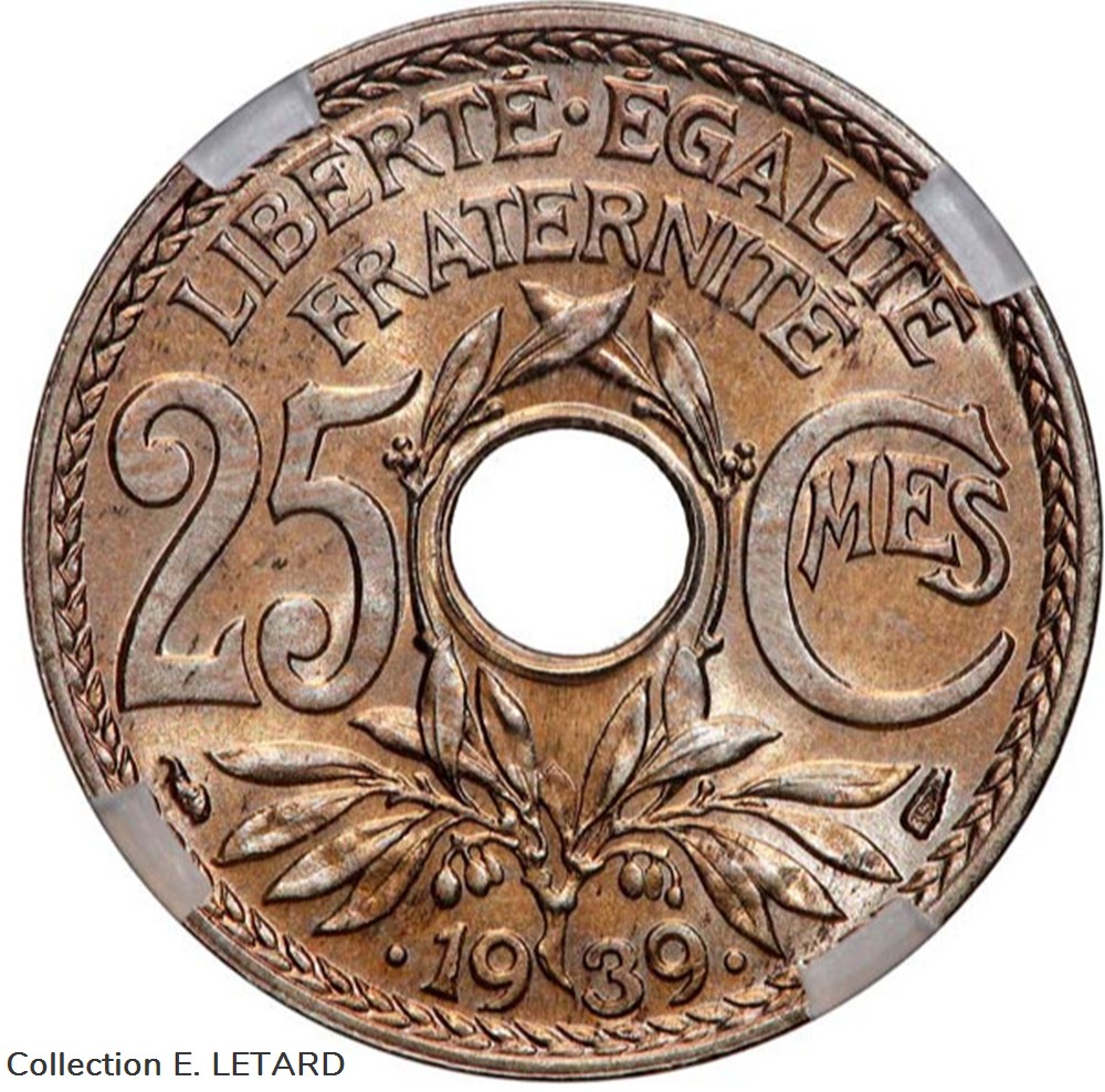 Vingt-Cinq Centimes Lindauer Maillechort monnaies monde france vingt cinq centimes lindauer maillechort