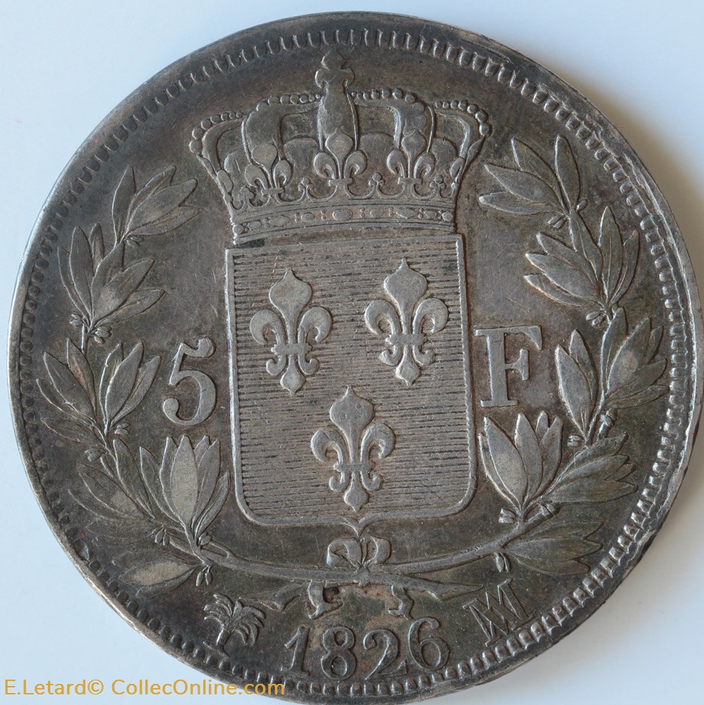 Charles X - 5 Francs Type 1 - 1826 MA monnaies monde france charles x 5 francs type 1 1826 ma