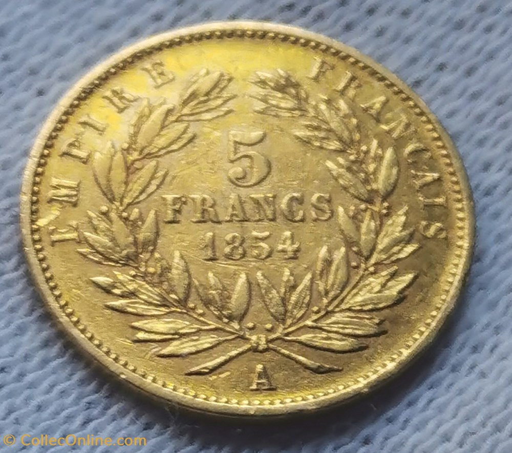 Napoléon III - 5 Francs Tête nue - Petit module tranche lisse monnaies monde france napoleon iii 5 francs tete nue petit module tranche lisse