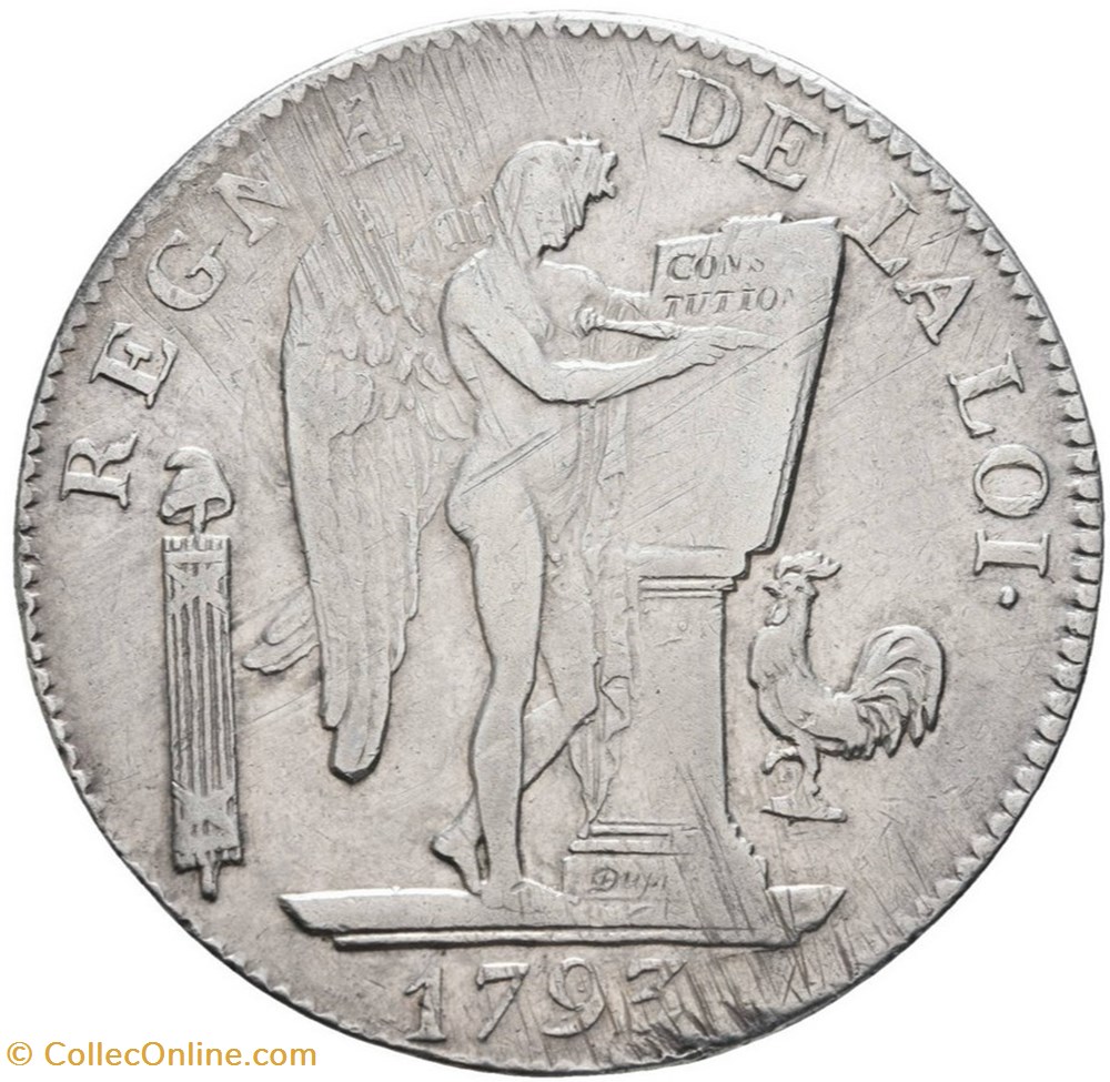 monnaies monde france ecu de six livres 1793 a