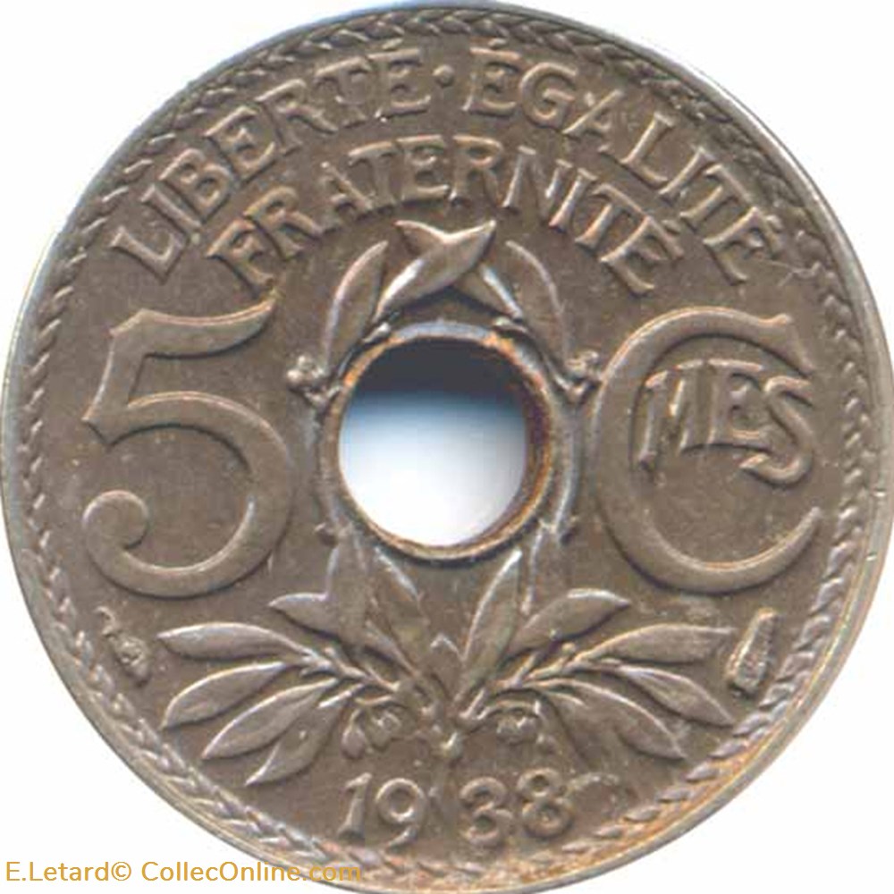 monnaies monde france cinq centimes lindauer petit module