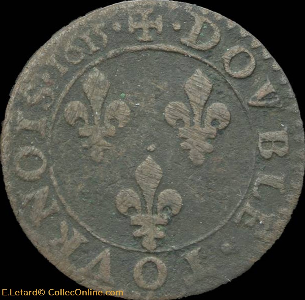 Louis XIII - Double Tournois de Paris Type 6 1629 - CGKL.396 monnaies europe medievale france royales louis xiii double tournois de paris type 6 1629 cgkl 396