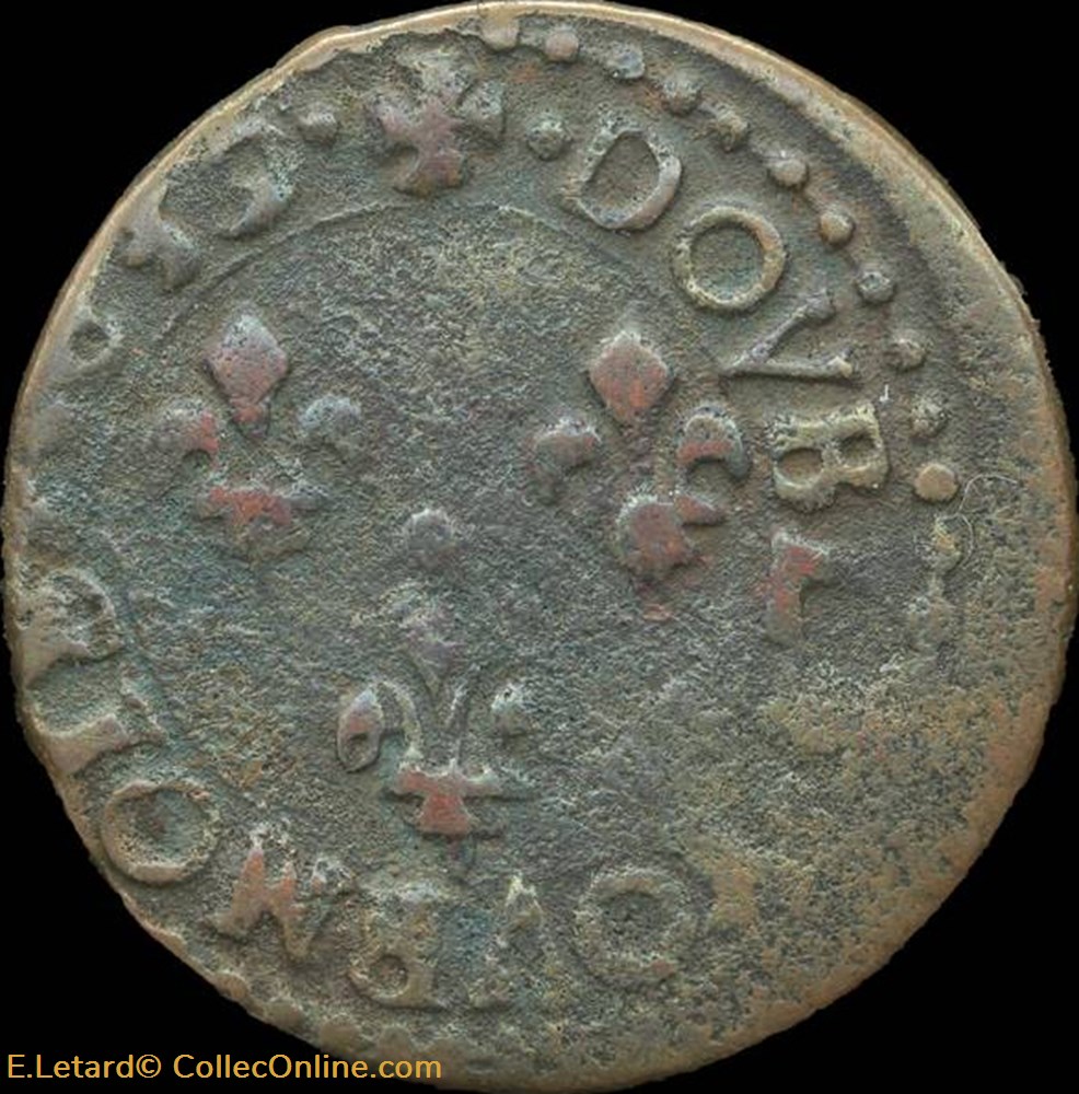 Louis XIII - Double Tournois de Bordeaux Type 14 1639 - CGKL.296 monnaies europe medievale france royales louis xiii double tournois de bordeaux type 14 1639 cgkl 296
