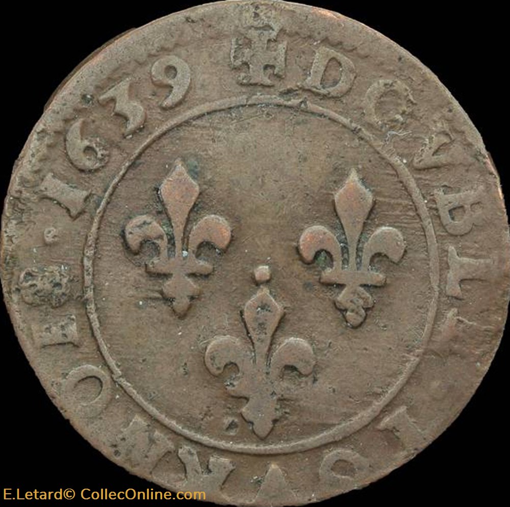 monnaies europe medievale a france royales louis xiii double tournois de tours type 19 1639 cgkl 476