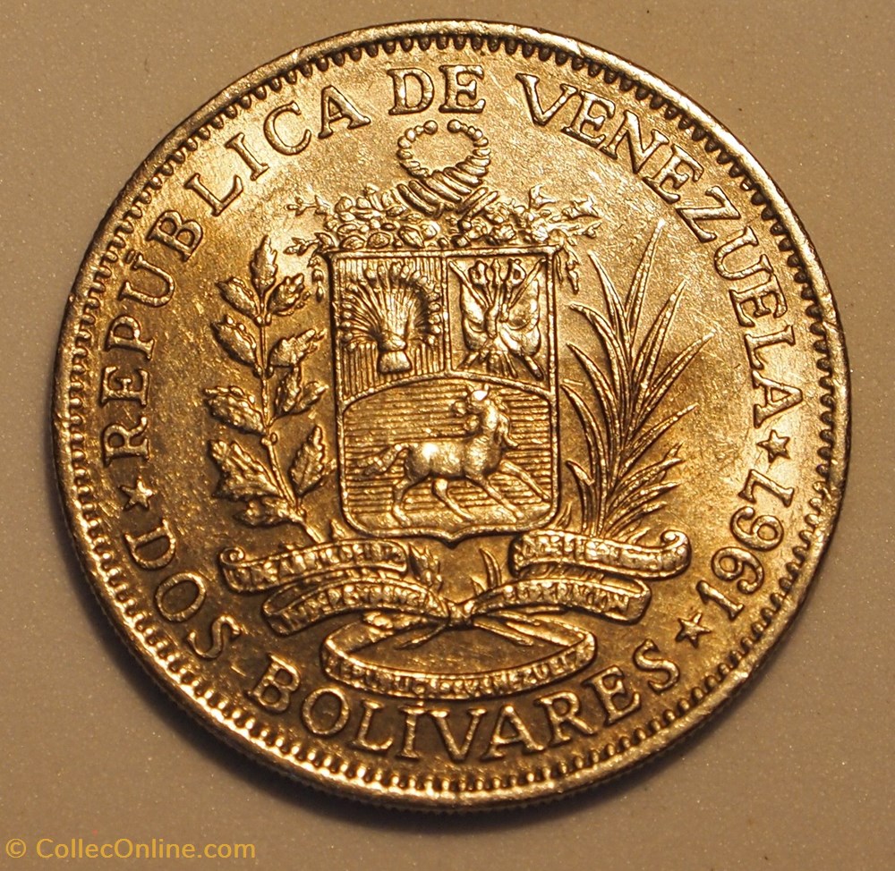 monnaies monde venezuela 2 bolivars 1967