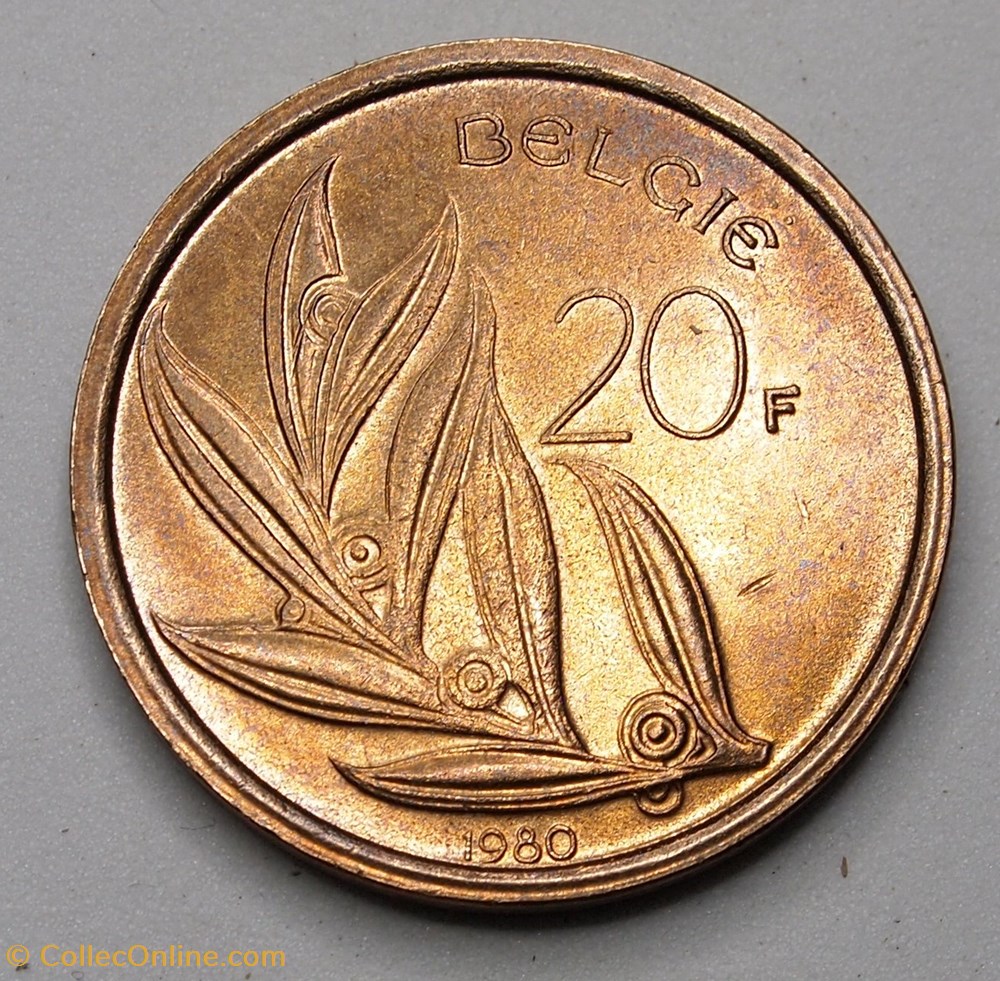monnaies monde belgique 20 francs 1980