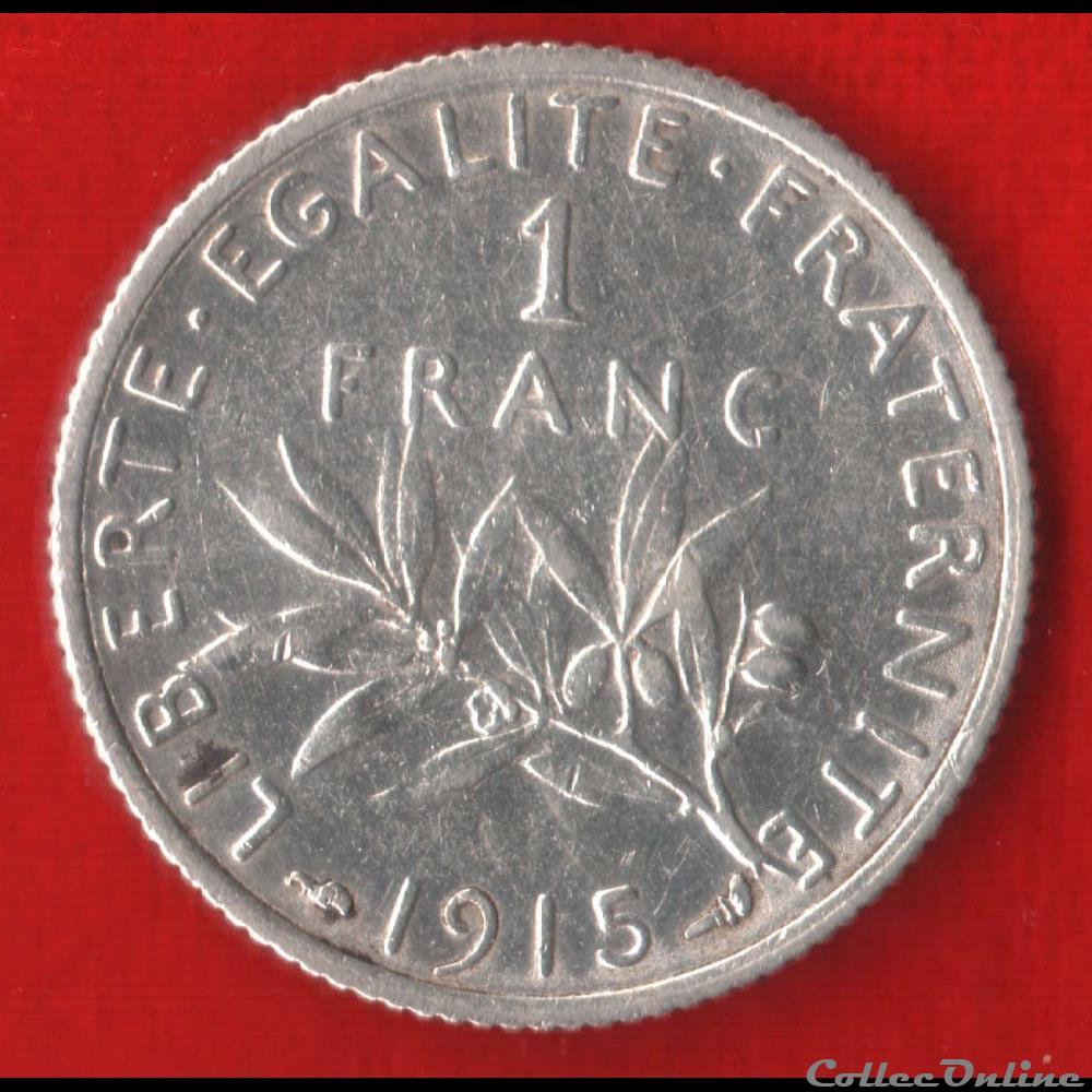 Semeuse - 1 Franc - 1915 monnaies monde france semeuse 1 franc 1915