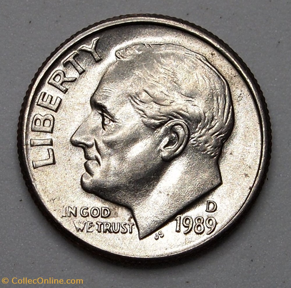 1 dime ( 10 cents ) - 1989 D monnaie monde etat uni 1 dime 10 cents 1989 d