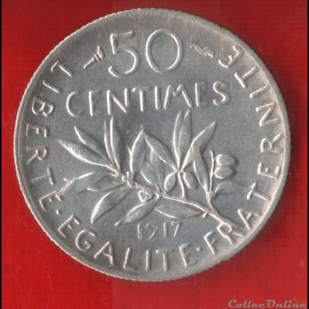 Semeuse - 50 Centimes - 1917 monnaies monde france semeuse 50 centimes 1917